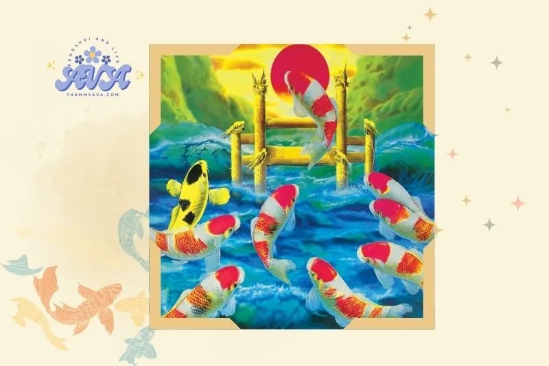 Các Loại Tranh Cá Chép Vượt Vũ Môn Phong Thủy Phổ Biến