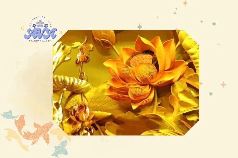 Cách Đặt Tranh Bông Sen Vàng Phong Thủy Đúng Cách