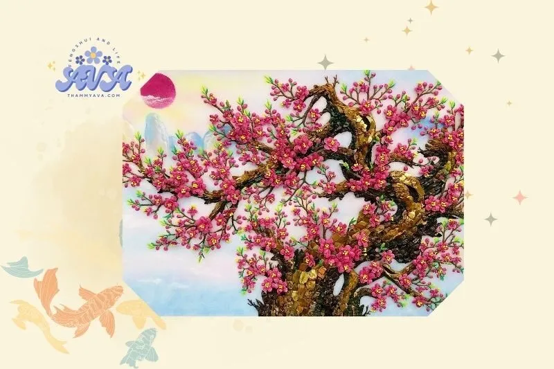 Cách đặt tranh cây đào nở hợp phong thủy