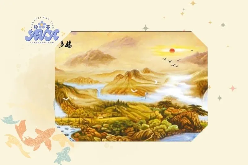 Cách Đặt Tranh Nhật Xuất Thiên Sơn Đúng Phong Thủy