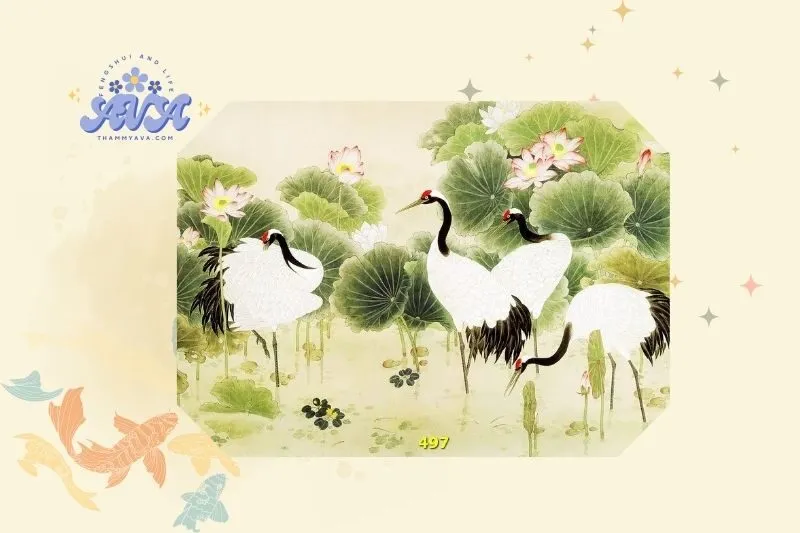 Lưu Ý Khi Đặt Tranh Sen Hạc Trong Nhà