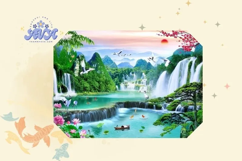 Cách đặt tranh thác nước phong thủy trong nhà