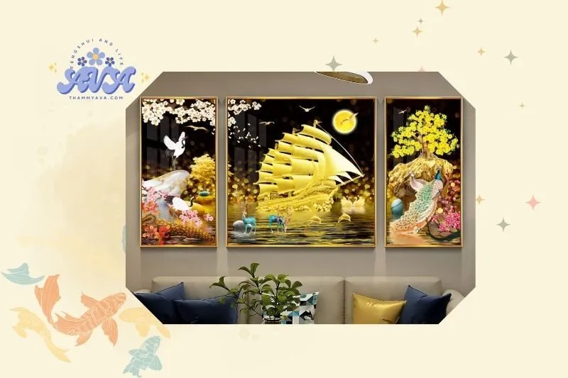 Lưu ý khi đặt tranh phong thủy trong phòng khách
