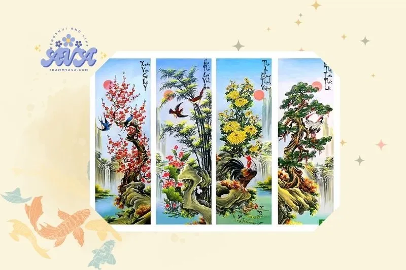 Hướng và vị trí treo tranh tứ quý trong nhà