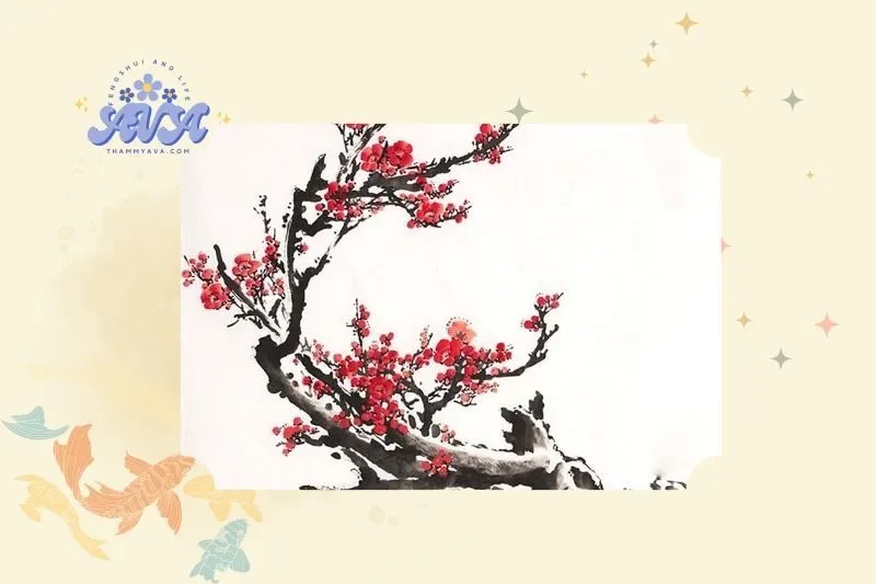 Ý nghĩa phong thủy của tranh cây đào nở