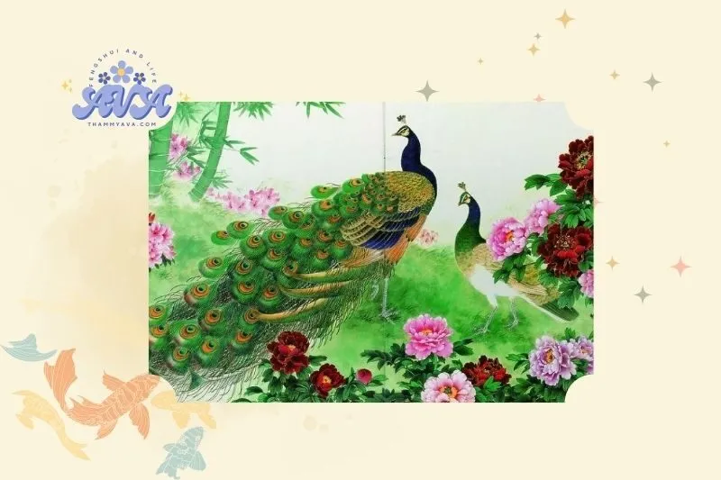 Ý nghĩa của tranh chim công trong phong thủy