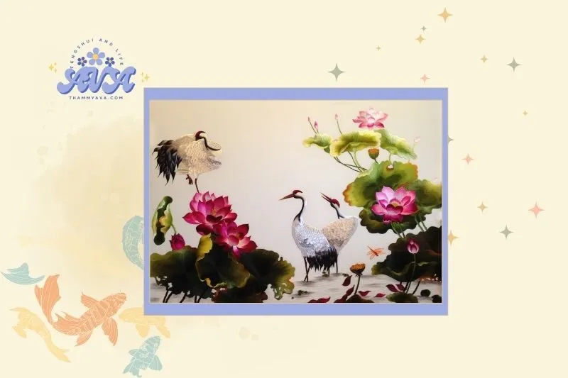 Cách Chọn Tranh Sen Hạc Phong Thủy Phù Hợp Với Mệnh