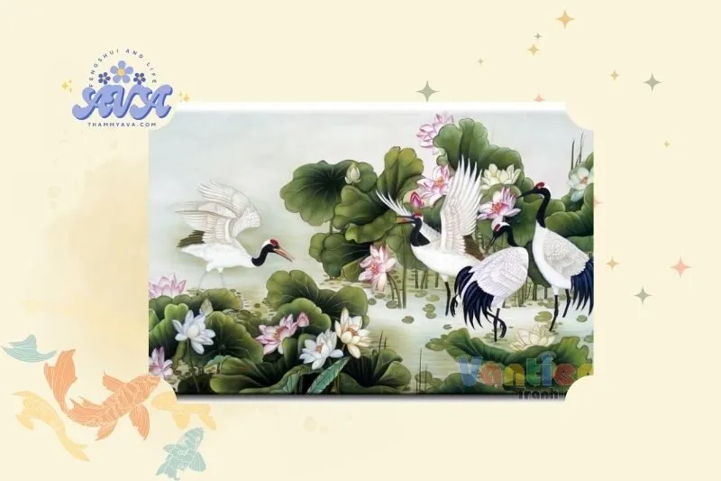 Tranh Sen Hạc Phong Thủy Là Gì?